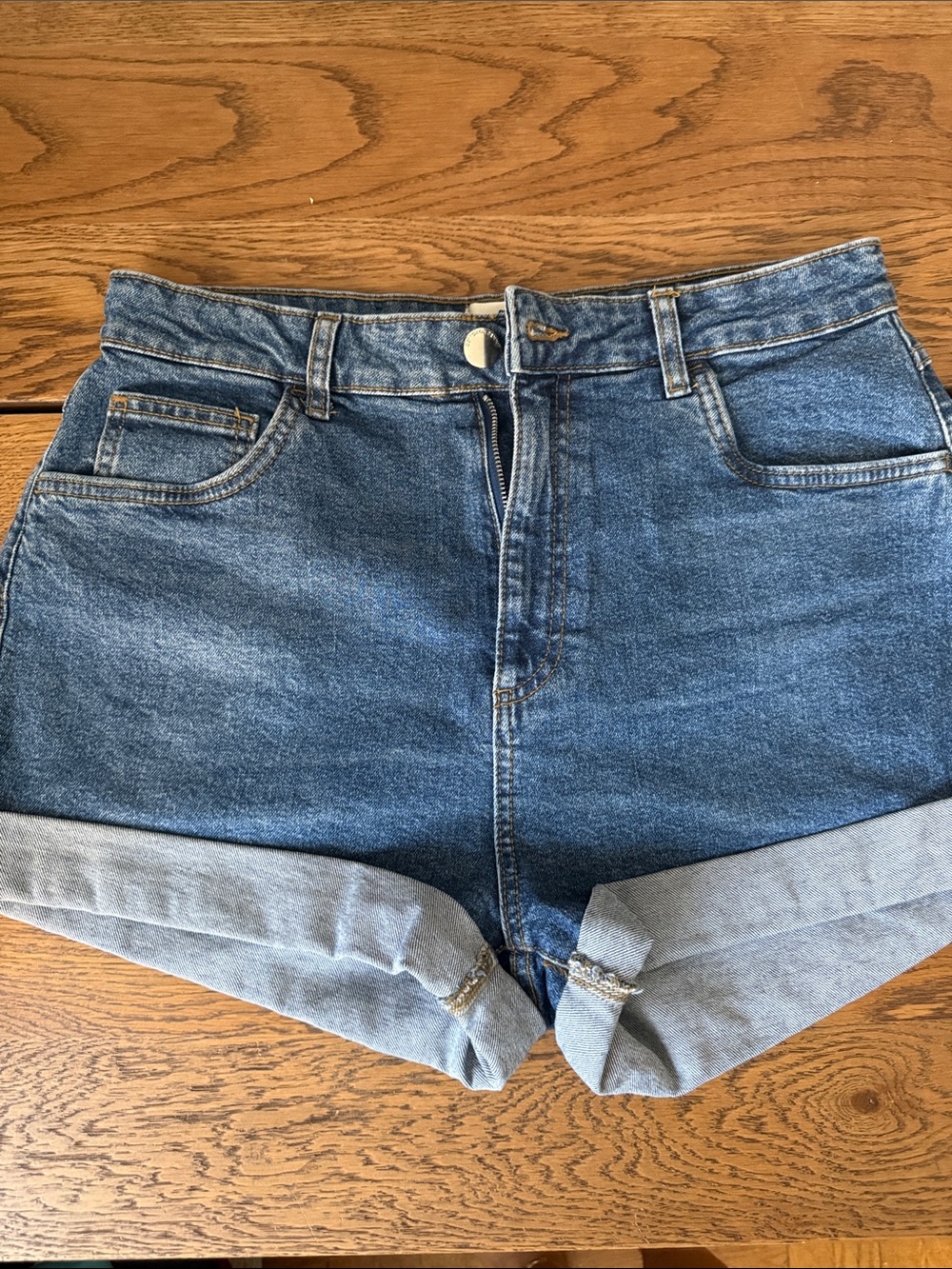 Cotton On Rolled Hem Dark Blue Denim Shorts